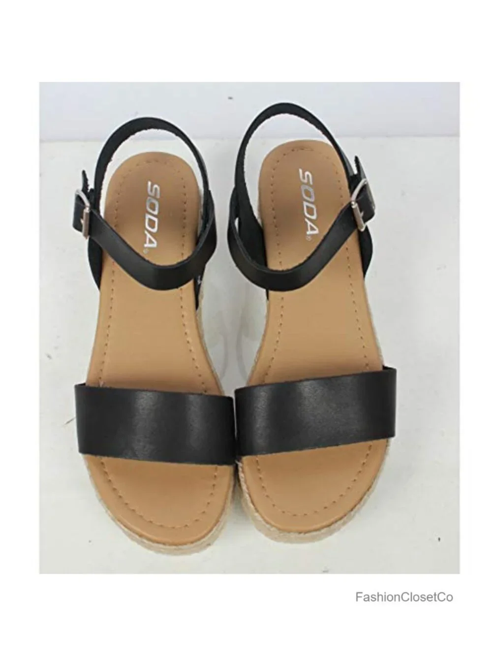 Open Toe Buckle Ankle Strap Espadrilles Flatform Wedge Casual Sandal